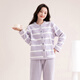 Fenton Pajamas Women's Anti-static Double-sided Velvet 2025 New Thick Warm Pajamas Women's Striped Loose Home Clothes