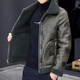 Goldlion leather jacket men's winter velvet thickened Korean style trendy lamb wool double-sided cotton coat and fur integrated winter jacket trendy gray M