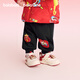 Balabala children's clothing children's velvet trousers boys and girls red New Year's greetings clothing blessing warm children's trousers