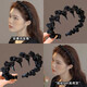 2025 new temperament high-end pressure-sensitive hairband toothed anti-slip headband forest style fairy black winding fabric headband for women Light luxury black winding fabric headband 2 pieces