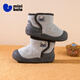 Minibala children's shoes, children's cotton shoes, winter new baby plus velvet warm toddler shoes, boys and girls cotton boots, children's comfortable shoes, gray size 27, suitable for feet 15.3-15.8cm long