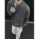 Muwei American Henry Collar Sweater Men's Autumn Premium Lazy Style Bottoming Sweater Cleanfit Inner Top Light Gray XL Recommended 130-150 Jin Jin equals 0.5 kg