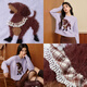 SEIFINI Big Pattern Cute Dog Sweater 2025 Winter New Cute Fashionable Western Style Soft Waxy Pullover for Women Light Purple Pre-sale November 10th S
