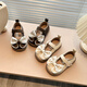 Tyrannis' same-quality baby girl shoes 1-3-6 years old, soft-soled pastoral style small leather shoes, autumn girls' bow shoes, beige 21, inner length 13.5cm