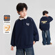 Zuoxi children's clothing boys' fleece sweatshirt POLO shirt 2025 new style children's boys warm top trendy navy blue 130