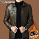 ARMANI EXCHANGE Armani lapel leather jacket men's velvet thickened leather jacket young and middle-aged jacket men's winter jacket regular style AG_BL813 black M 170