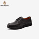Hush Puppies 2025 Autumn New Men's Genuine Leather Derby Shoes Casual Commuting Leather Shoes Business Men's Shoes Obsidian Black 41