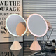German quality LED makeup mirror desktop makeup mirror light luxury desktop makeup mirror with light desktop touch-up dormitory office makeup mirror pink large size rechargeable