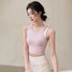 Side breast worship fixed cup sports vest dopamine contrast color Pilates fitness yoga wear sports suit for women pink one-piece fixed chest pad S SS recommended weight 85-100Jin Jin is equal to 0.5 kg