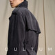 CULTUM Pure Cotton Corduroy CULTUM Autumn and Winter Retro IVY Trench Rider Windbreaker Men's Medium Long Warm Jacket Shadow Gray Regular 2XL