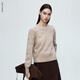 Langzi round neck French retro pullover sweater fashionable temperament commuter style sweater for women 2025 winter new style champagne beige L