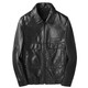 KBXNG劲霸2025春秋新款海宁皮衣男短款修身薄款翻领皮夹克男皮衣服休闲 黑色 M 165 (90~115)斤