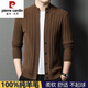 Pierre Cardin high-end 100% wool knitted cardigan jacket for men thickened 2025 new autumn and winter wool jacket sweater for men black L 170