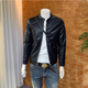 JAGR trendy brand leather jacket men's casual imitation leather jacket top versatile trendy men's jacket gray green M