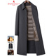 MONTAGUT double-sided cashmere coat for middle-aged and elderly men, long over-the-knee winter warm thickened woolen windbreaker coat, navy blue 4XL 195/108A