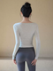 Women's Yoga Clothing 2025 Summer New Sports Tops Slim Fit Long Sleeve T-Shirt Pilates Training Fitness Clothing Espresso 6XS S