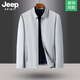 JEEP SPIRITJeep Jeep Men's Lapel Jacket Spring and Autumn Business Casual Middle-aged Dad Loose Jacket Thin Stand Collar Navy Blue 2XL 150-165Jin Jin equals 0.5 kg