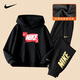 NIKE Nike Girls Suit Plus Velvet New Year Red 2025 Winter Boys Two-piece Set Children's Thickened Hooded Sweatshirt True Black 2236 Autumn and Winter Plus Velvet Style High Weight 130 /7 Recommended Height 116-122cm