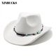 XINBUCKS Western Cowboy Hat Ethnic Style Top Hat Tibetan Style Casual Hat Jazz Hat Stage Props Felt Hat White Suitable for 55-58cm