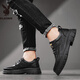 PLAYBOY Leather Shoes Men's 2025 Autumn Formal Business Casual Shoes Round Toe British Martin Boots Men's Work Shoes Black 42