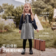 DAVE&BELLA children's sweater dress spring new style girls fake two-piece knitted skirt baby girl skirt princess dress navy blue ready in stock 90 cm (recommended height 80-90cm)