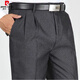 Pierre Cardin double-pleated men's trousers, middle-aged and elderly loose formal suit trousers, autumn and winter thick trousers, high-waisted straight trousers, large trouser legs, thick/style* trousers, black double-pleated 29, small waist 2 feet 2 inches
