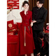 Pierre Cardin New Chinese Toast Wear 2025 Autumn New Style Little Bride Xiuhe Wear High-end Temperament Engagement National Style Dress Burgundy L