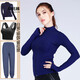 Yoga clothing set for women 2025 new style running sports Pilates training fitness long-sleeved tops 05 royal blue + 06 gray blue + 02 gray blue trousers M medium size recommended around 94-104 weight
