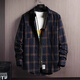 Kuraishi Kazuki trendy brand long-sleeved plaid shirt, high-end men's autumn and winter all-match popular shirts, casual jackets, loose tops, gray 3XL