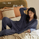 Qiulu Couple Pajamas Women's Comfortable Warm Brushed 25 New Autumn Cardigan Long Sleeve Men's Home Clothes Set Shrimp Pink/Women's S