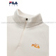 FILA KIDS Children's Clothing Boys' Sweaters 2025 Winter New Children's Velvet Warm Pullover Top Official Authentic Pear Blossom White-IV M 140c