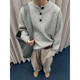 Muwei American retro Henry collar knitted sweater men's autumn cleanfit lazy style high-end woolen jacket Gray XL recommended 125-140Jin Jin equals 0.5 kg