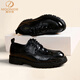 Moned brand business casual shoes men's fashionable thick sole inner heightening men's leather shoes British style soft leather formal wear trendy shoes for men black inner heightening 40