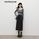 Red sleeves (hopeshow) super good-looking versatile skirt 2025 winter new women's lace-up elastic waist slimming straight temperament mid-length skirt black gray 090 M