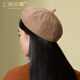 Shanghai Story Women's Hat Autumn and Winter Wool Octagonal Hat Painter Hat Pumpkin Hat Showing Your Face Small Birthday Gift Khaki
