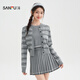 Sanfu (SANFU) Suit 2025 Autumn Small Label Decorated Cardigan Vest Half Skirt Three-piece Set Women's 510219 Light Gray L