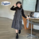 Dudant international brand girls' dress spring and autumn 2025 new children's long-sleeved princess dress autumn big children's girl suspenders alpaca shark pants + black inner + gray skirt 120 cm recommended height around 115