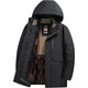 2025 Winter Removable Liner Hooded Cotton Clothes for Young and Middle-aged Men Winter Clothes with Velvet and Thickened Business Casual Thermal Cotton 8519-Black 2XL