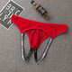 Universal elastic butt lift double thong men's U-convex transparent butt exposed mesh low waist trendy one size red