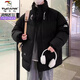 Woodpecker (TUCANO) large size cotton coat men's winter trendy brand thickened cotton jacket plus fat plus fat loose warm cotton jacket 300Jin Jin equals 0.5kg 016 black graphene technology heat storage 6XL recommended 210-245Jin Jin equals 0.5kg