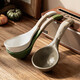 Soup spoon, retro stoneware spoon, Jingdezhen ceramic long-handled spoon, large soup spoon, good-looking household porridge spoon, Jingtian-spoon white 15.8CM (slightly imperfect)