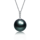 LAPRAFANY natural sea water Tahitian black pearl pendant necklace 18K gold set with diamond single malachite green bright clavicle chain 10-11mm specially selected black and green free 18K necklace