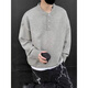 Jingsa American retro Henry collar sweater men's winter lazy style knitted bottoming shirt cleanfit warm inner top light gray XL