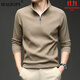 MAGIOPY light luxury high-end brand long-sleeved men's stand-up collar sweatshirt autumn new fashion casual solid color thin section for young and middle-aged people camel brown 3XL 56