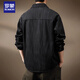 ROMON японский стиль бамбуковый узор рубашка куртка мужская осенняя свободная новая верхняя одежда в стиле ретро рабочая одежда рубашка с длинными рукавами черная XL