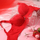 Eve's Show Red Underwear Women's Small Breasts Push Up Big Bra Panties 2026 Wedding Bride's Zodiac Year Set Big Red Set (3721) 75A /34A