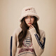 MMOPTOP letter plush fisherman hat for women in autumn and winter, large head circumference, face-showing small hat, warm plus velvet basin hat