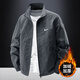 Men's coat winter velvet thickened 2025 new stand-up collar breathable jacket men's casual windproof fishing jacket dark gray velvet XL 130-145Jin Jin equals 0.5 kg