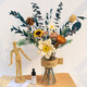 High-end dried flower bouquet, real flowers, immortal flowers, living room decorations, coffee table, entrance hall, bedroom, light luxury decoration, simple setting sun, broken dreams + leather vase