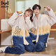 MiiOW couple pajamas autumn and winter style coral velvet V-neck cardigan for men and women thickened velvet flannel home wear set female B6119 male B6120 M female
